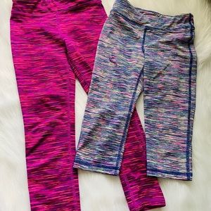 Two pairs girls crop athletic leggings size 6